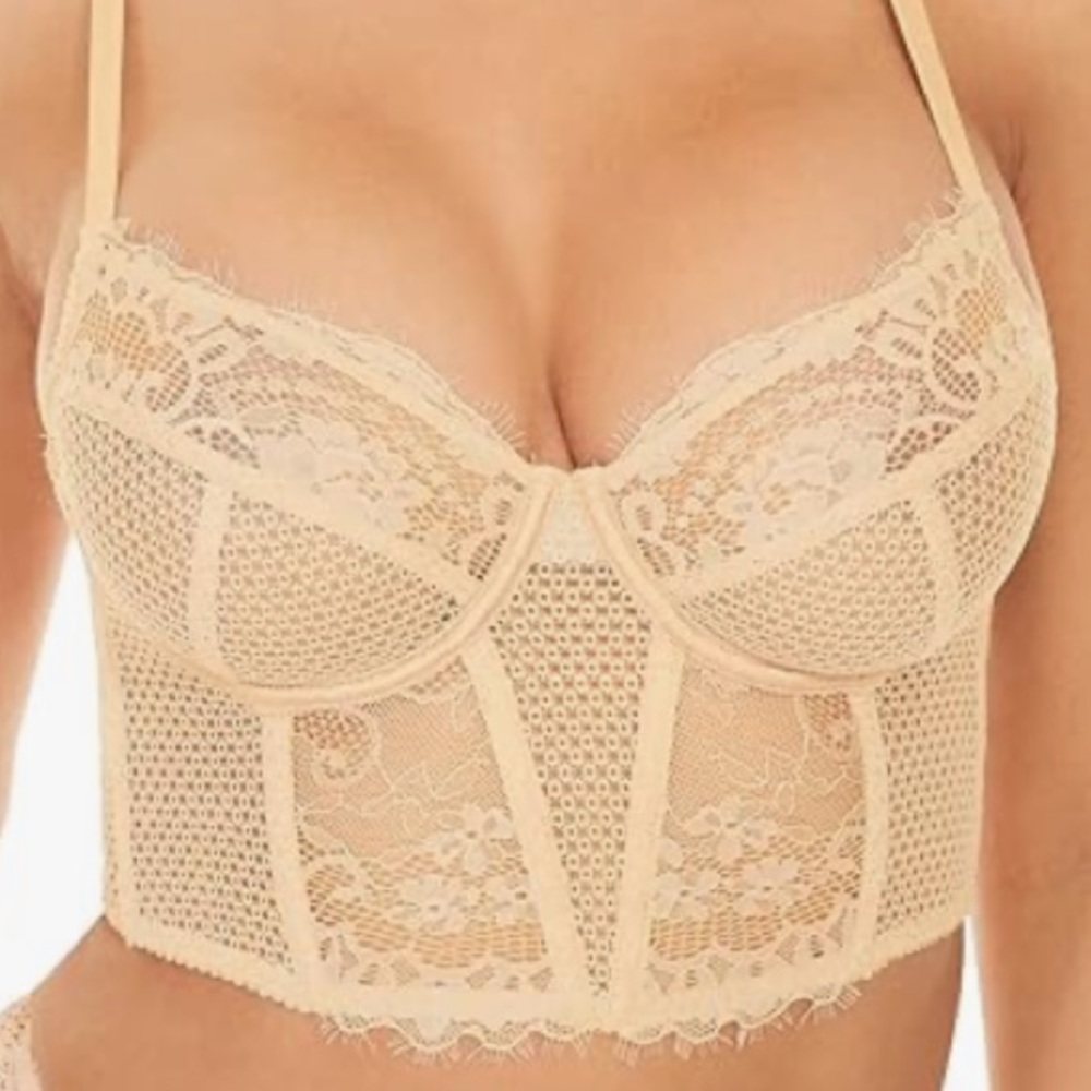 WingsLove Women's Lace Longline Underwire Bra Sexy 1/2 Cup Unlined Bralette crop